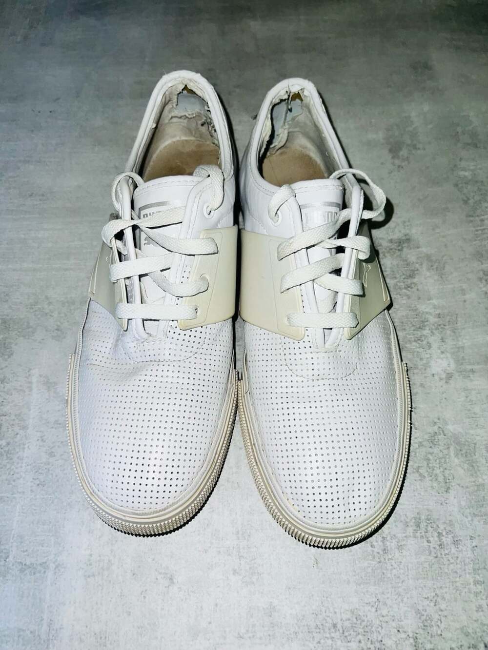 Puma El Ace Perforated Leather White Sneakers Size US 10